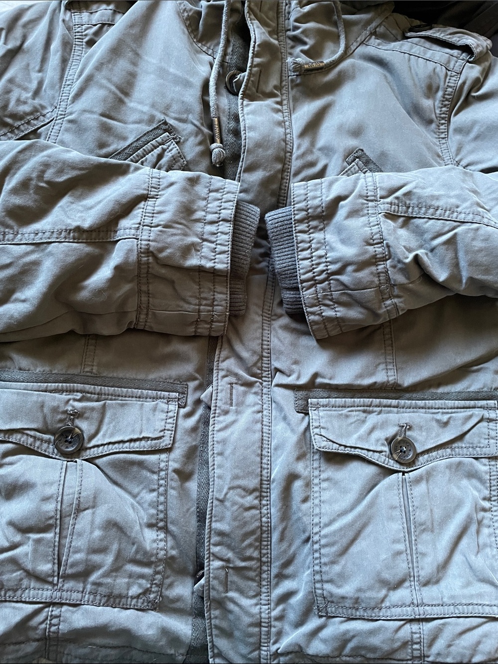 EUC Aritzia TNA Women's Platoon faux fur lined Hooded Utility Jacket - Gray - Picture 16 of 16